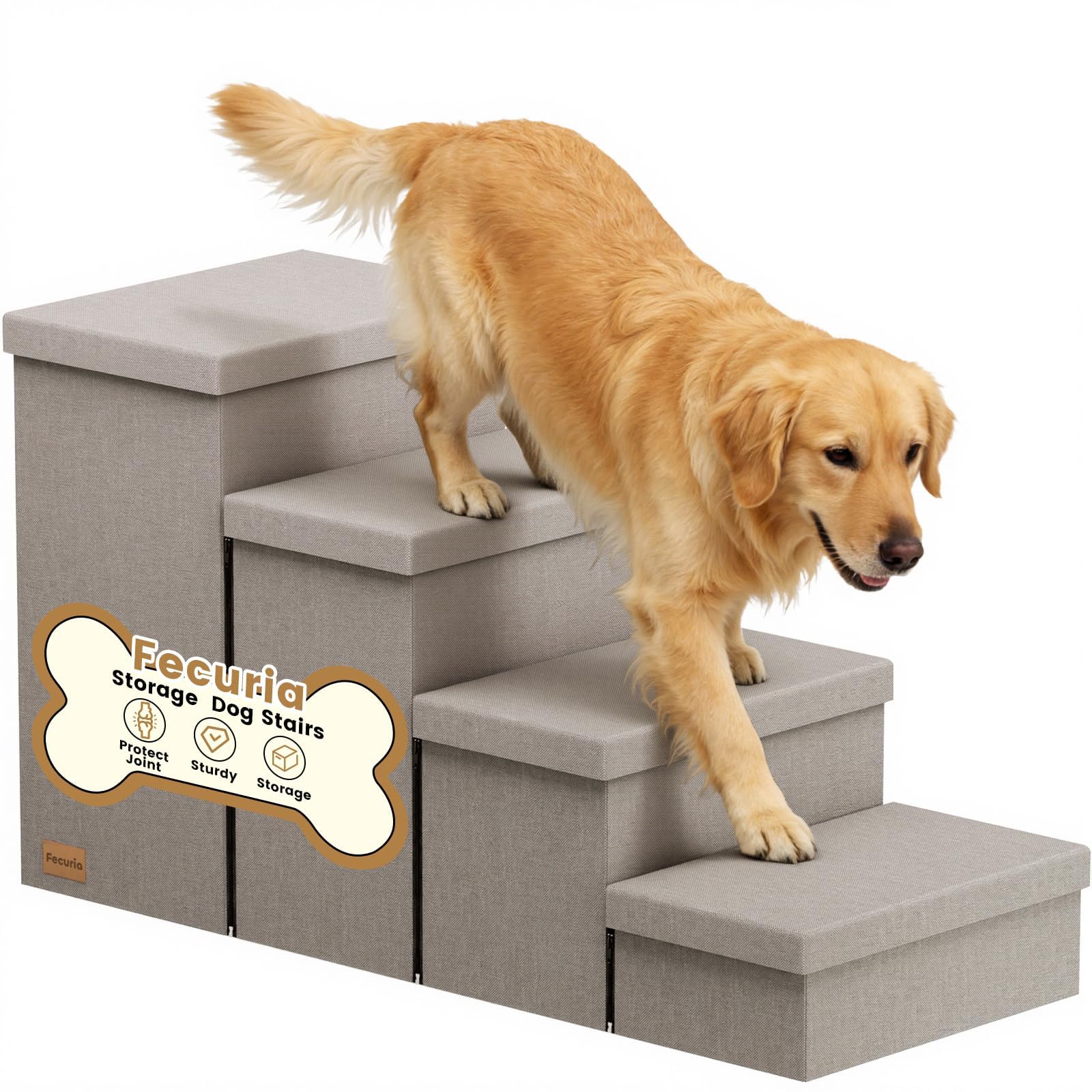 Fecuria 4-Step Wide Dog Stairs