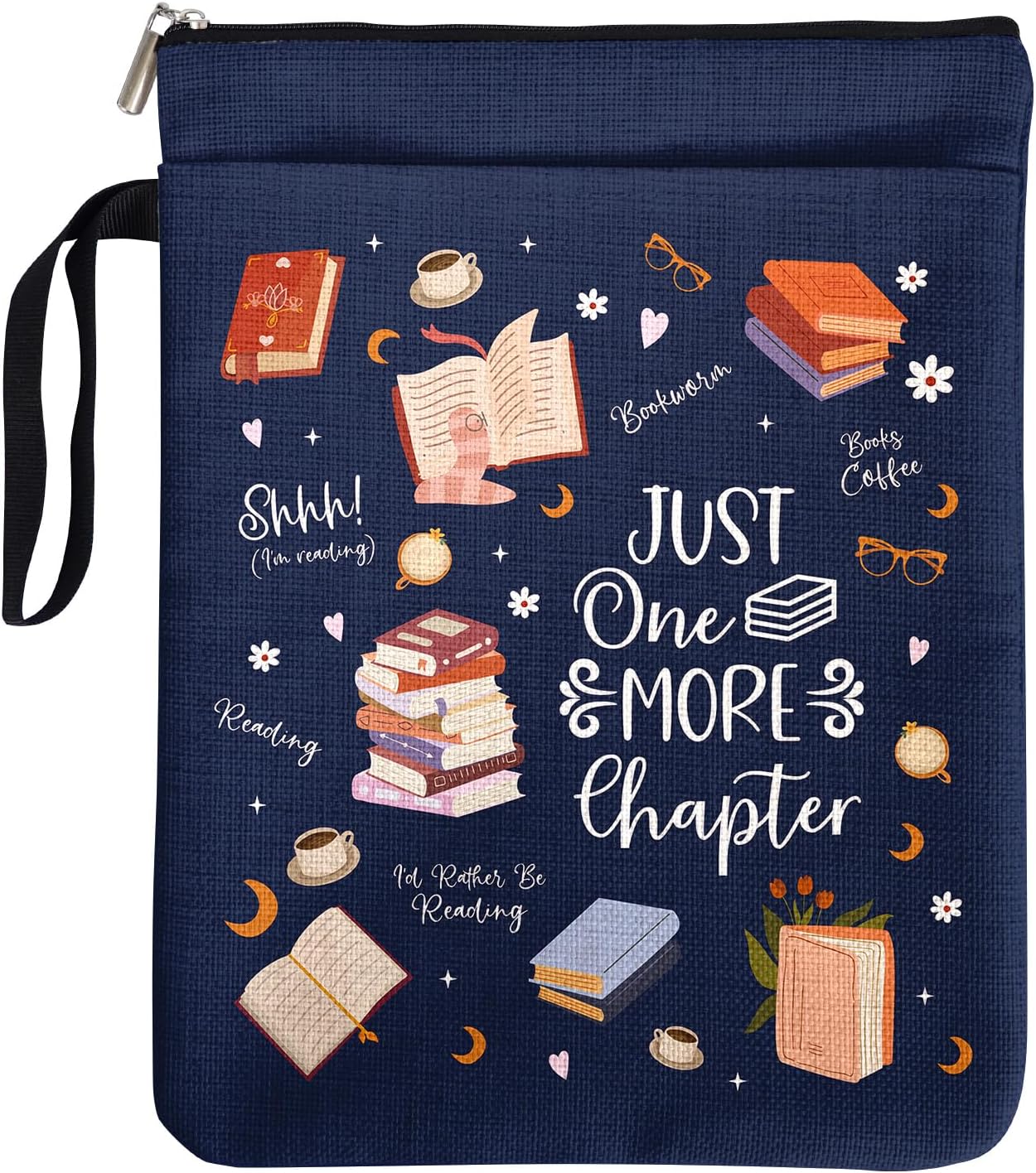 Just One More Chapter Book Cover Gifts for Librarian Book Lovers Bookish Friends Students with Zipper & Handle, Perfect Book Lovers Gift for Travel, Book Lover’s Comfort Edition