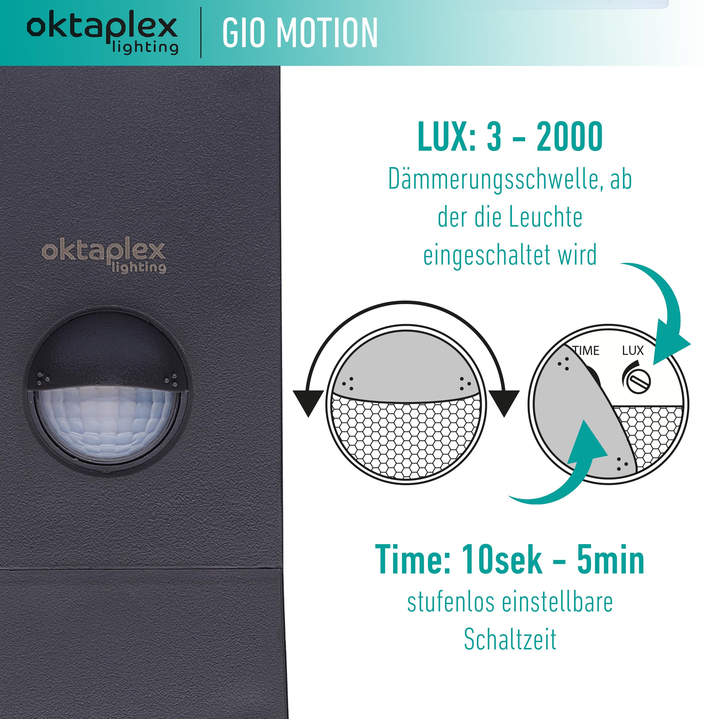 Lampe D'extérieur Avec Détecteur De Mouvement Oktaplex - 15,2W 1500lm Blanc Chaud - IP65 Anthracite - Montage Facile