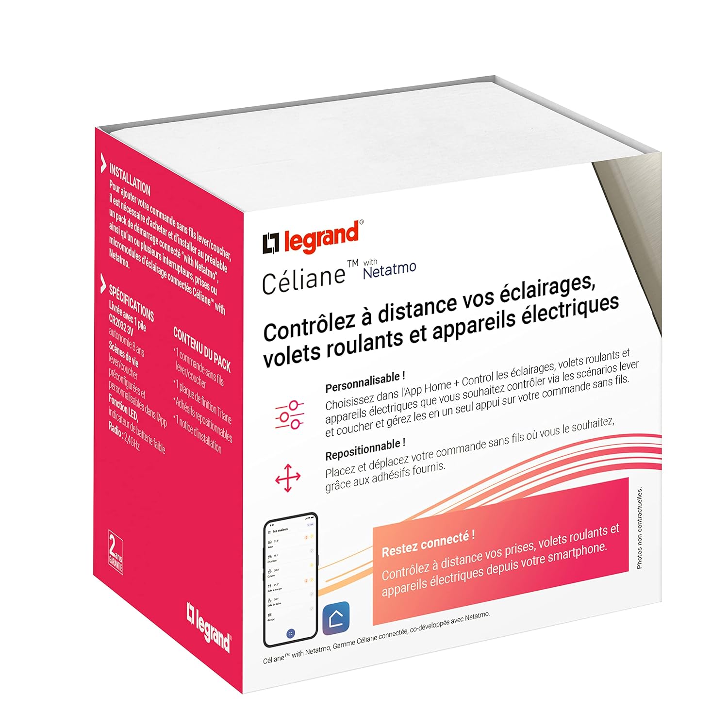 Legrand 199177 wireless control of lamps, shutters, connected sockets – Dooxie complete with Netatmo – titanium finish