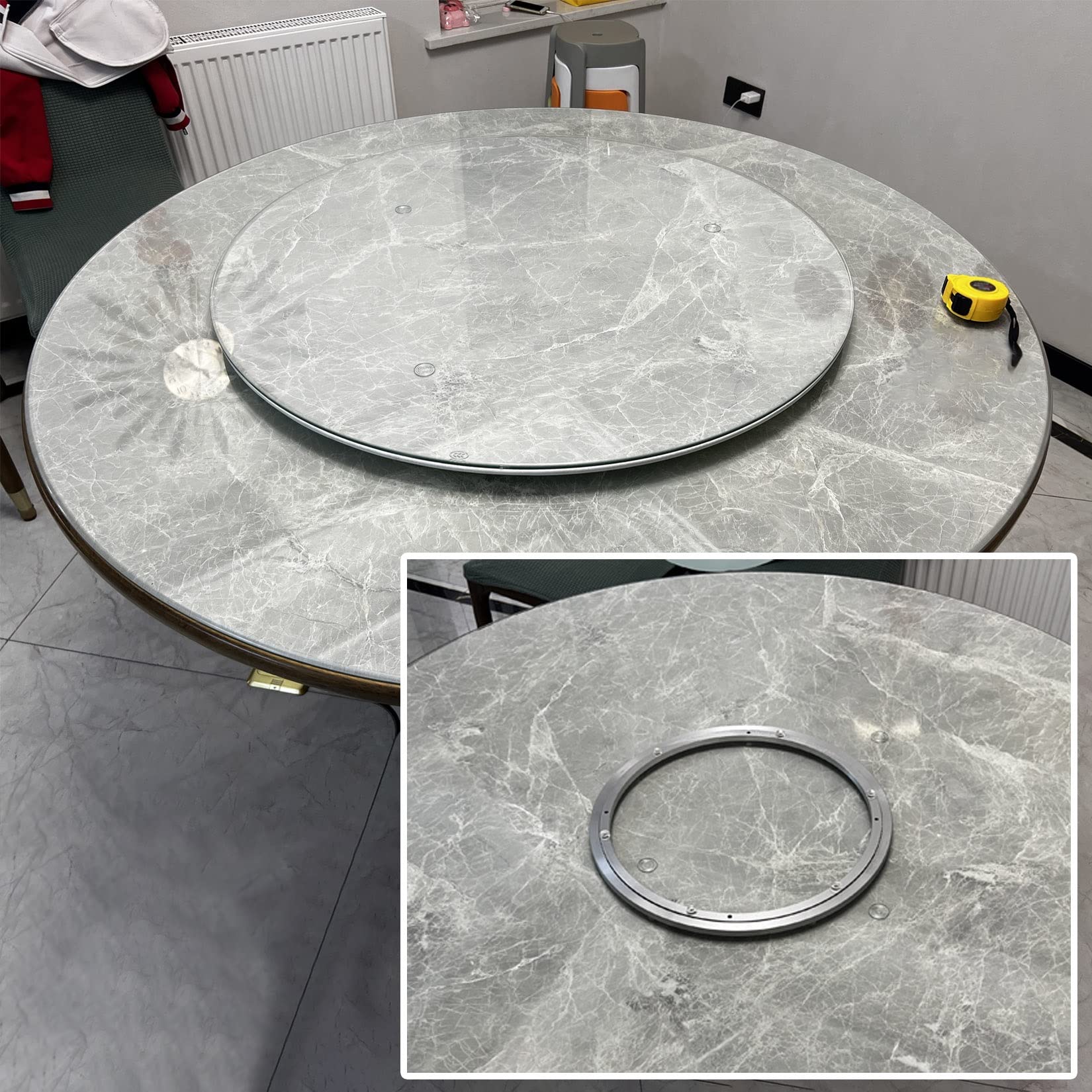 wytrzymały obrotowy stojak obrotowy, Łożyska kulkowe do gramofonu Lazy Susan, stop aluminium, kolor srebrny, różne rozmiary, opakowanie 1 szt.(45 cm)