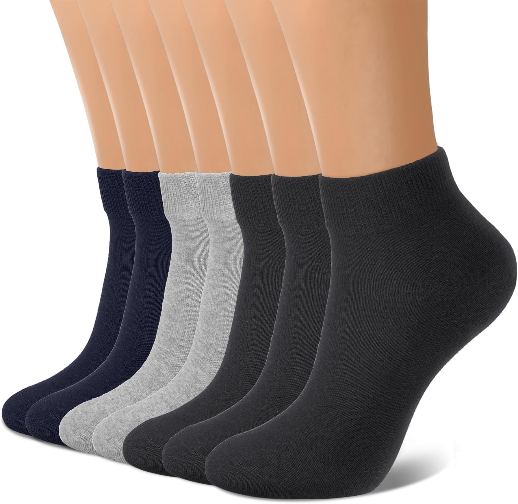 Iseasoo7 Pairs Men Ankle socks,Athletic Soft Low Cut Socks,Non Slip Cotton Socks for Men,Running Casual Socks