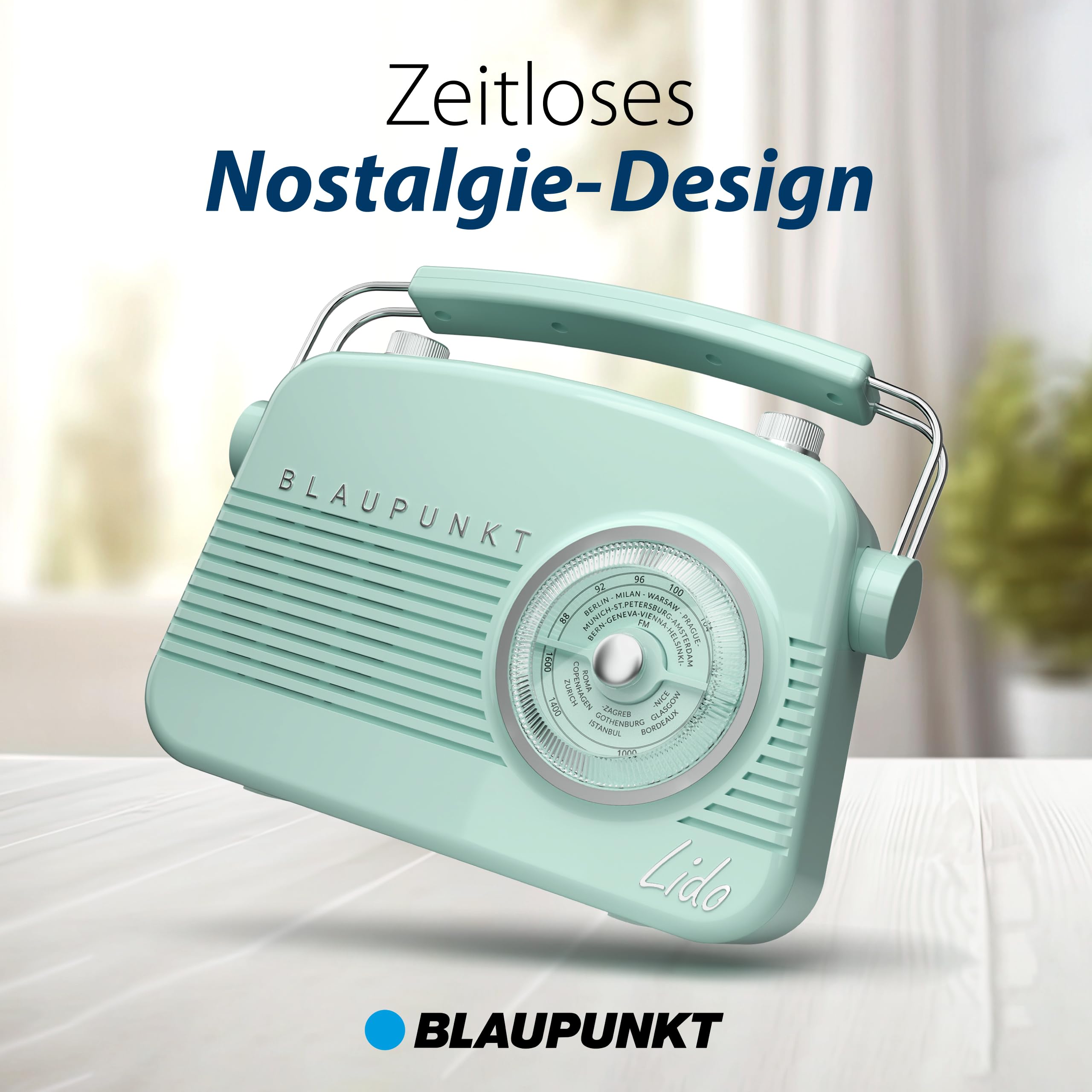 Blaupunkt LIDO VDR 10, Blau Nostalgieradio, DAB+ Radio Retro Design, digitales Radio mit Senderspeicher, Retro DAB Radio mit Bluetooth, UKW Empfang, kompakte Bauweise