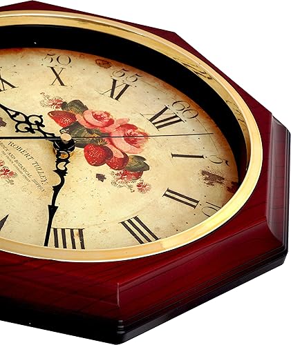 Miniatura 4 de JUSTIME Reloj de pared con péndulo clásico clásico de rosa vintage para casa escolar cada hora con melodía Westminster fabricada en Taiwán 4 pilas
