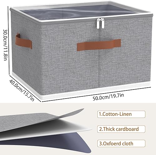 Miniatura 5 de OUTBROS Contenedores de almacenamiento grandes con tapa, bolsas plegables, organizador de armario con asa y cremallera, se utilizan para almacenar