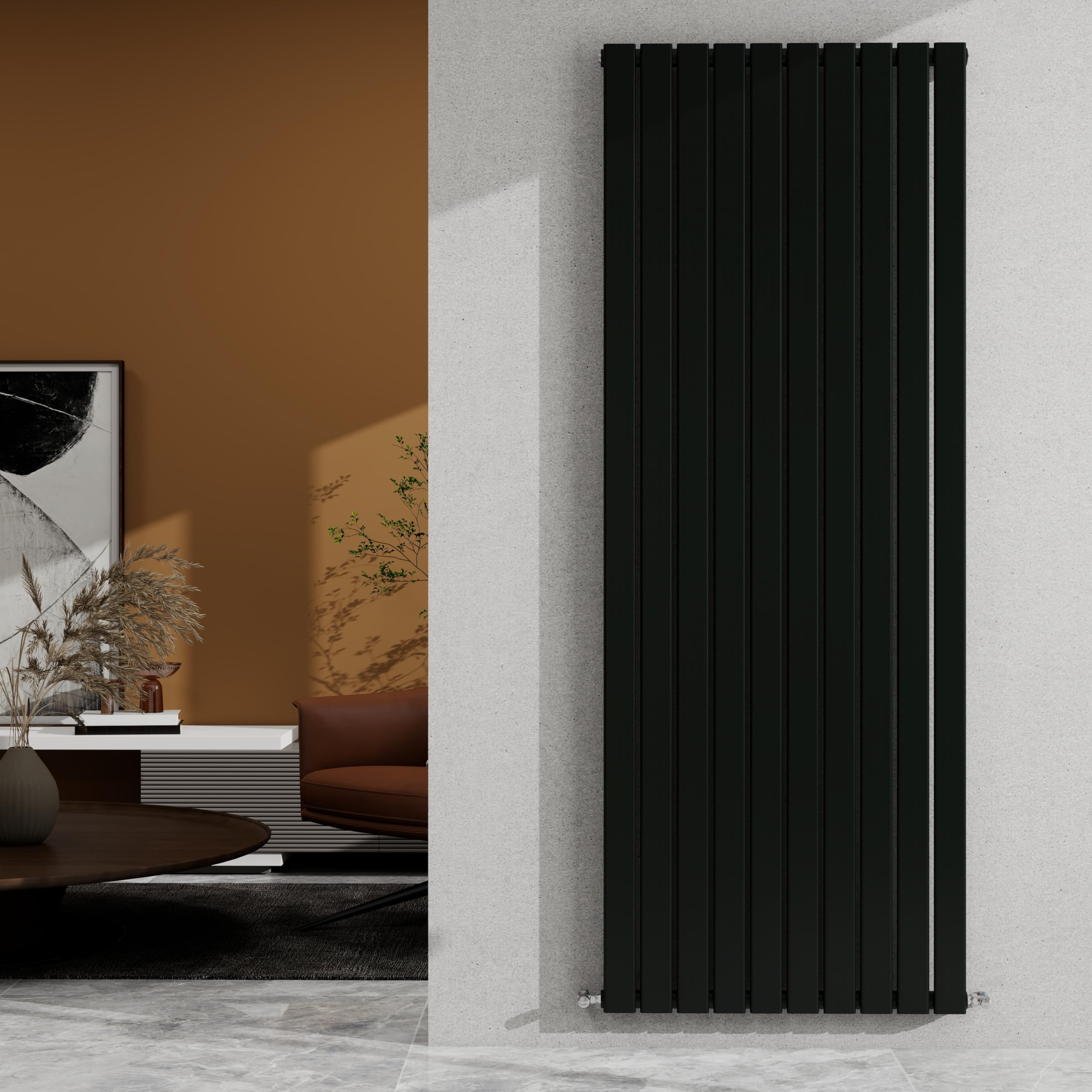 SKY Bathroom 1800×680mm Black Vertical Designer Radiator Single Panel Modern Central Heating Flat Panel Rad 4810 BTU