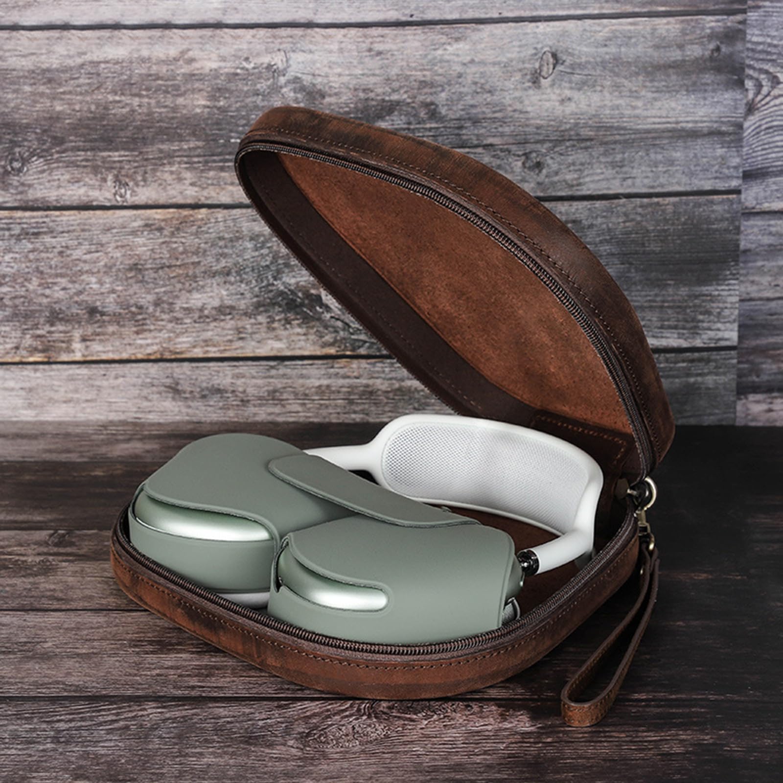 Custodia da trasporto per cuffie da sonno, organizer in pelle portatile da viaggio