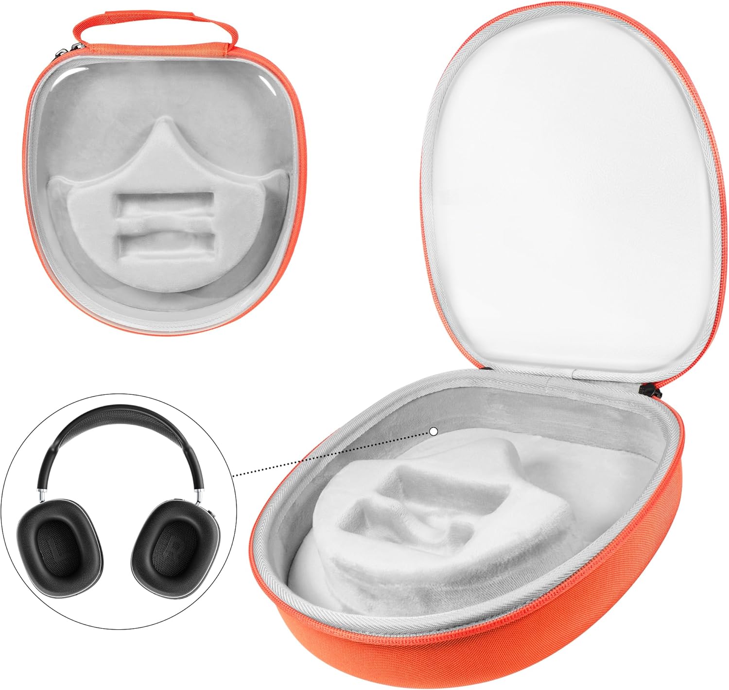 Hard Organizer Portable Carry Travel Case for Bose QC25/QC35/QC45/NC700/Sony/JBL Headphones  Shockproof, Waterproof, Durable Protection, Orange - Small (Transparent)