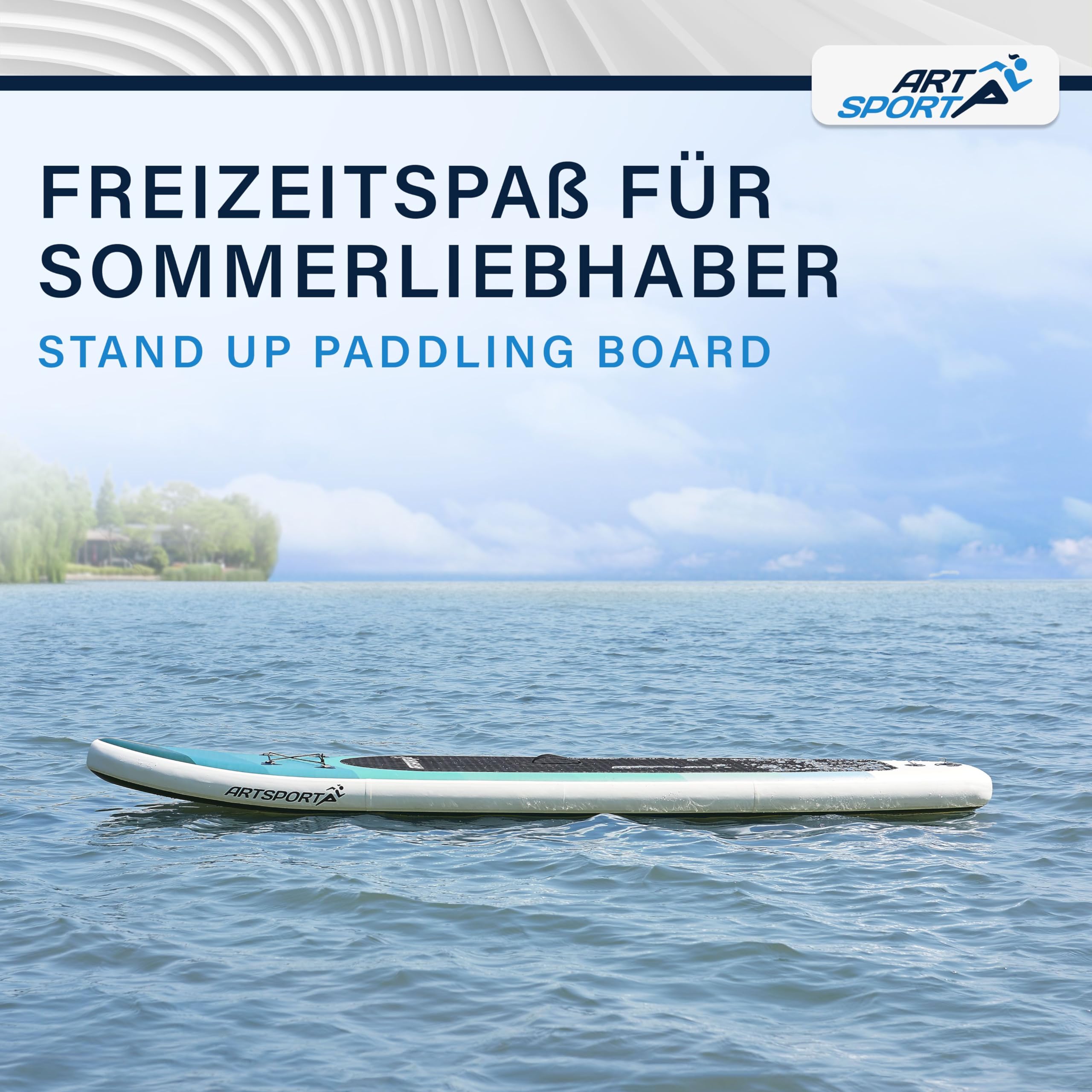 ArtSport SUP gonfiabile 320 cm – Tavola Stand Up Paddle | 150 kg | Set completo con pagaia, pompa, leash, zaino