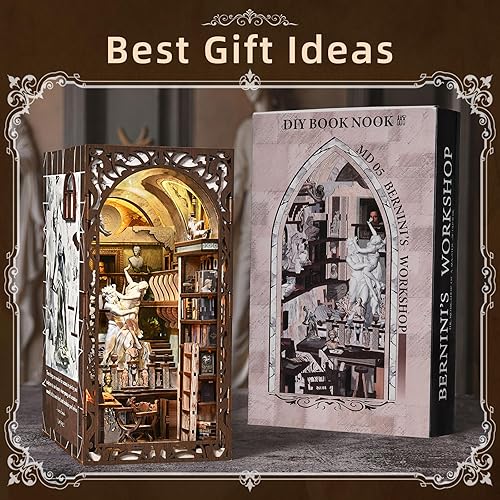 Miniatura 103 de Kit de rincón de libros en miniatura, rompecabezas de madera 3D con luz LED para decoración de estantería (más allá de la biblioteca)