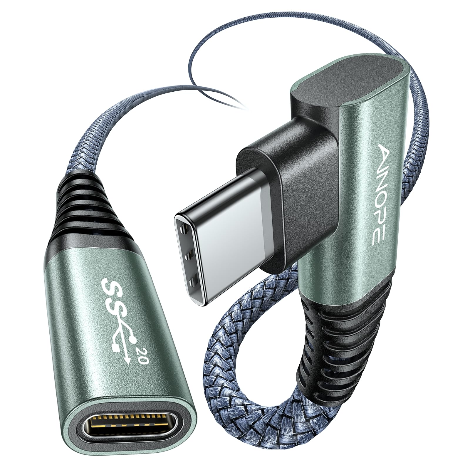 AINOPE (3.3FT/1M USB C Extension Cable, 20Gbps/USB 3.2 Transfer USB Type C Extender Right Angle 100W/5A Fast Charging Compatible with PSVR2/USB C Hub/Dell XPS/MacBook/iPad Pro/Magsafe Charger-Gray (B0C4TJNX7J) Amazon Price History, Amazon Price Tracker