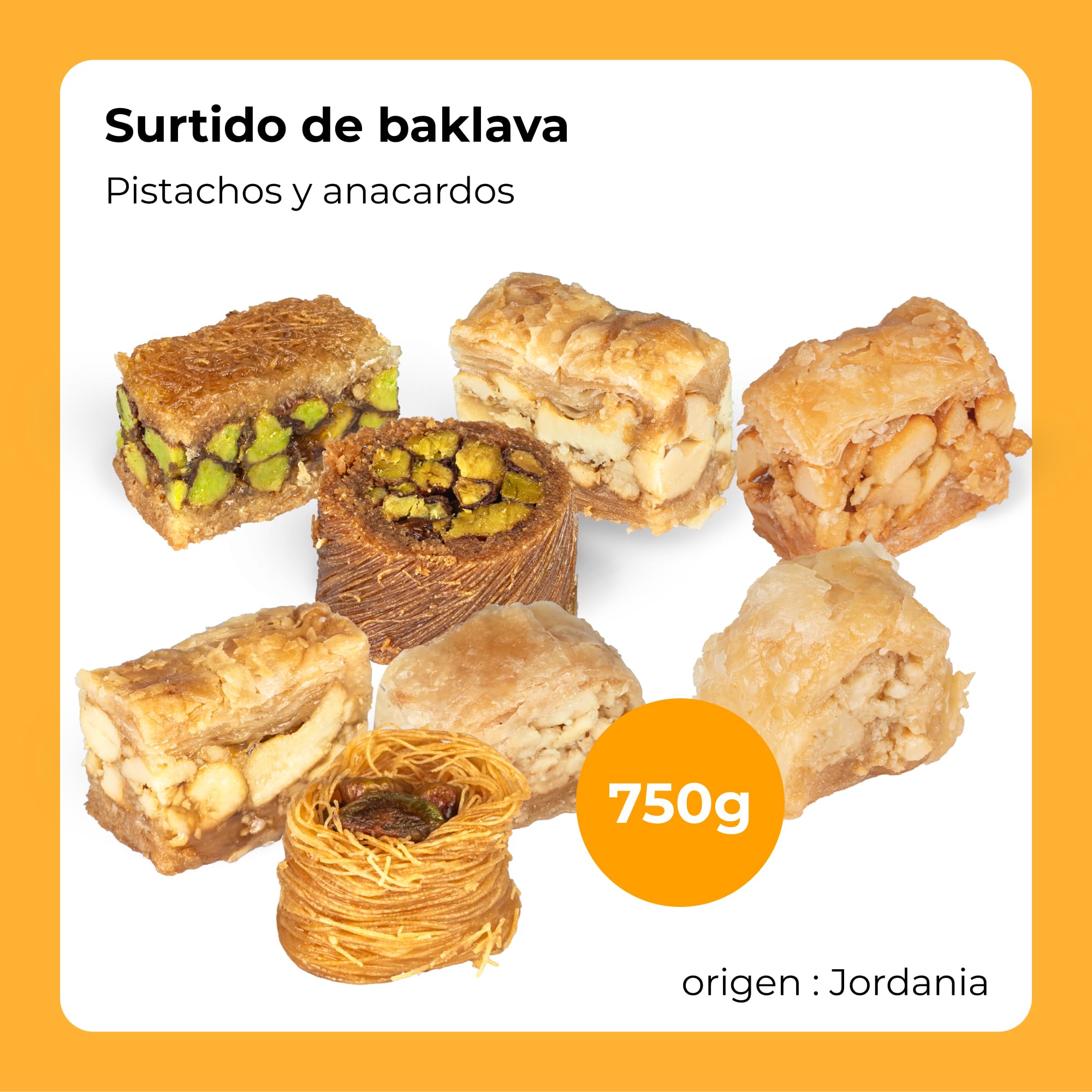 Dorimed Baklava 750g, 68 Piezas, Surtido Dulces Orientales con Pistachos y Anacardos en Elegante Caja de Regalo, Sin Conservantes, Sin Aditivos, Sin Colorantes