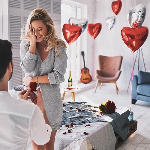 Miniatura 8 de Globos de San Valentín de papel de aluminio con forma de corazón de amor, 18105 pulgadas, 54 formas de corazón rojo Mylar para decoraciones