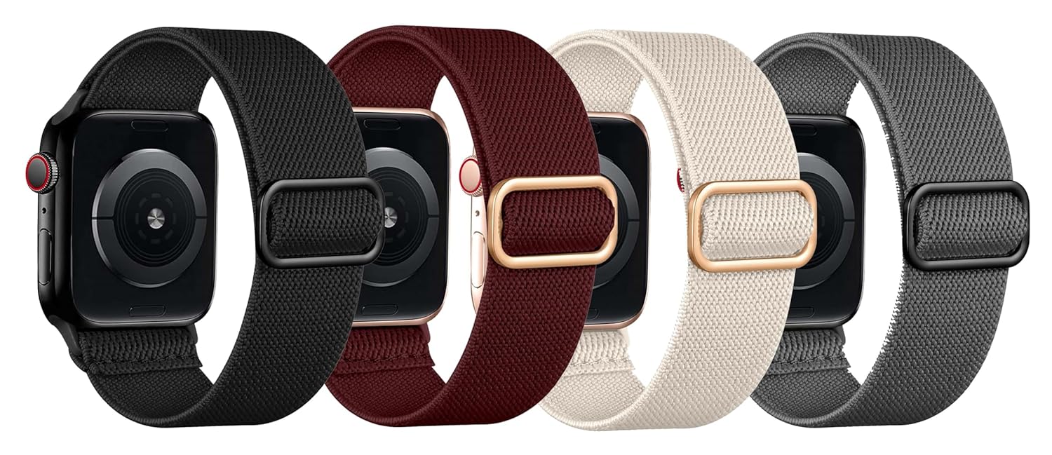 mFoniscie Stretchy Solo Loop Compatible with Apple Watch Strap 40mm 38mm 41mm Women Men,Soft Nylon Elastic Adjustable Braided Band for iWatch Strap Series SE SE2| 9|8|7|6|5|4|3|2|1[WATCH NOT INCLUDED]