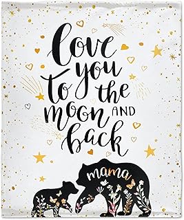 Todeyya Mama Bear Love You Moon and Back Blanket - â€‹Super Soft Flannel Fleece Blanket, Lightweight Microfiber Cozy Plush Blanket for Couch Sofa Gifts M 60x50 in for Teens/Travel