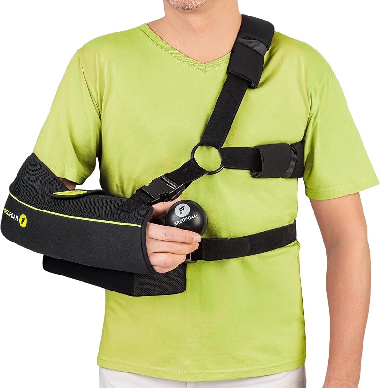 ErgoFoam Shoulder Sling with Abduction Pillow - Premium Abduction Sling Designed for Athletes - Arm Sling Shoulder Immobilizer With Pillow (Left)