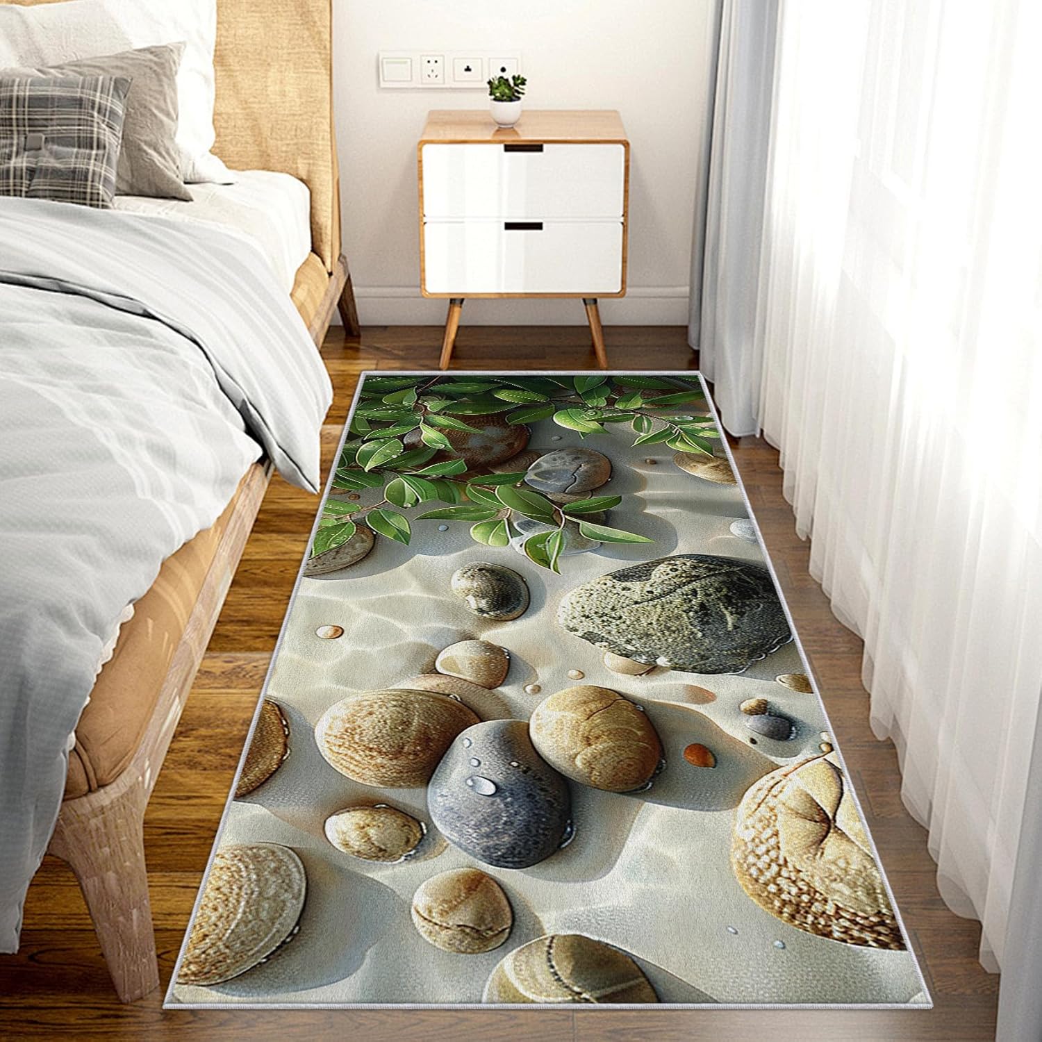 Coastal Runner Rug 2x4 Small - Hallway Runner Rug Beach Theme Seashell Conch Pattern, Non Slip, Washable, Coastal Home Decor Carpet for Kitchen, Entryway, Bedroom, Laundry Room I378