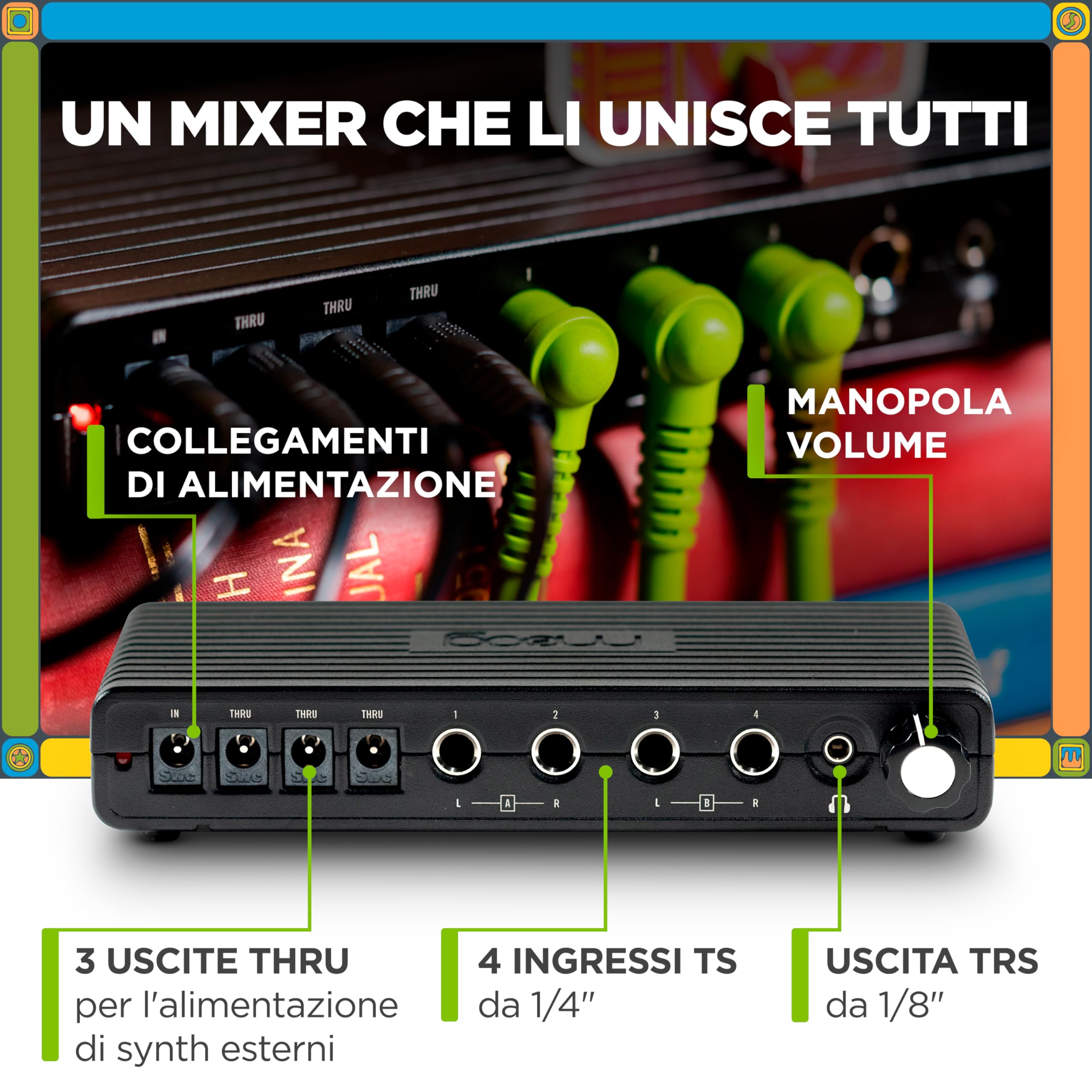 MOOG Sound Studio Accessory Kit con Rack a Tre Livelli, Mixer Analogico, Cavi Audio/Patch, Reggicavi e Alimentatore