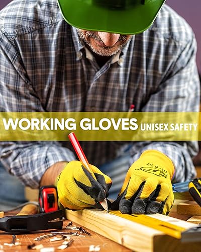 Vista 31 de Honeydak 36 pares de guantes de jardinería para hombres y mujeres, guantes de jardín con revestimiento de goma transpirable Rojo