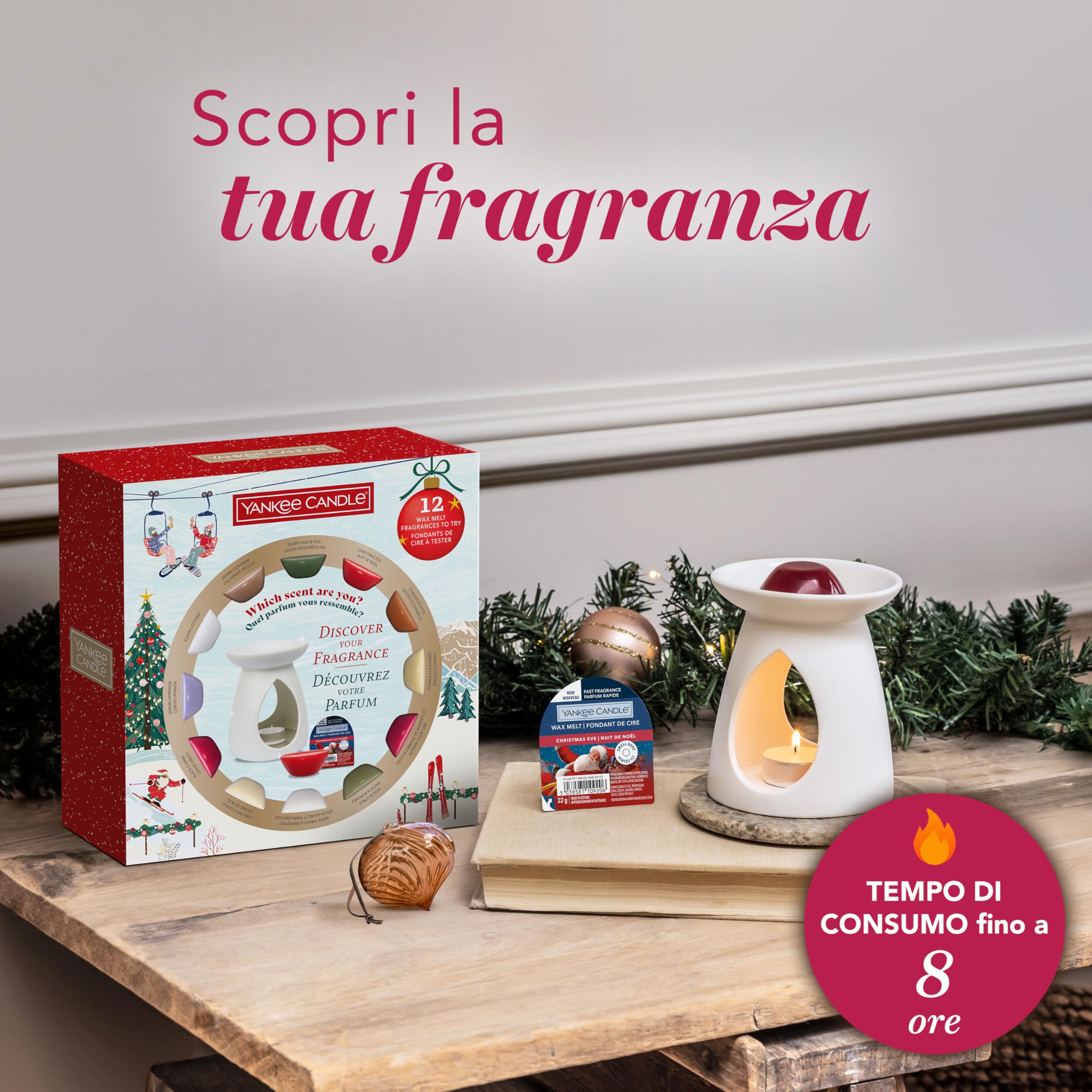 Yankee Candle Set regalo di cera profumata natalizia | 12 cere profumate1 bruciatore per cera e 1 lumino da tè senza profumo | Collezione Après Ski | Regali di Natale perfetti per le donne