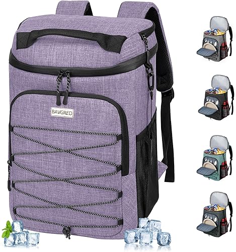 Miniatura 33 de Mochila térmica para 30 latas, impermeable, con compartimento para enfriar para hombres y mujeres, bolsa térmica de lados suaves, mochila ligera Gris
