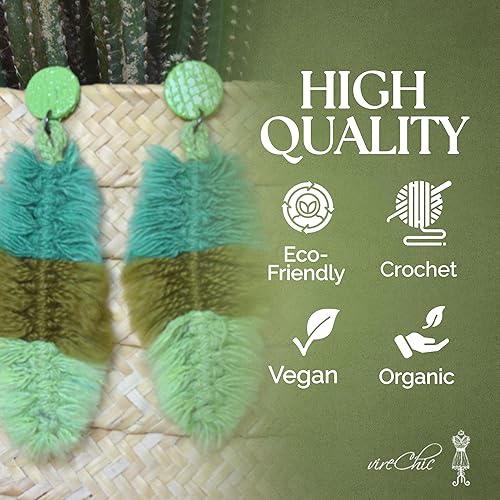 Miniatura 5 de VIRECHIC - Handmade Shamanic Passion Crochet Maxi Earrings - Natural Fibers & Upcycled Materials - Eco-friendly Sustainable Handcrafted Jewelry -