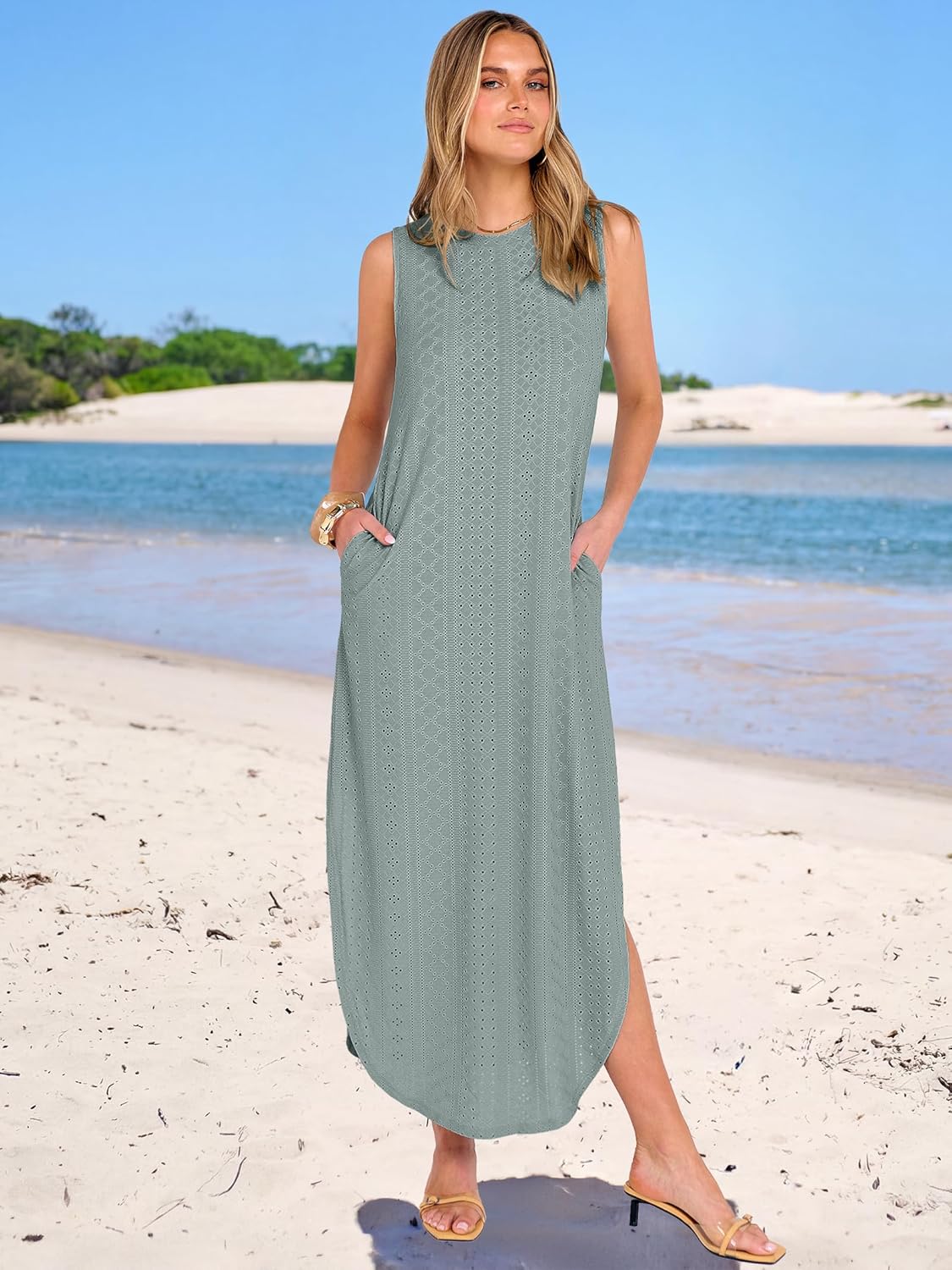 ANRABESS Women Maxi Dress Summer Casual Loose Sleeveless Sundress Coverup Beach Eyelet Dresses 2026 Vacation Travel Outfits - Image 4