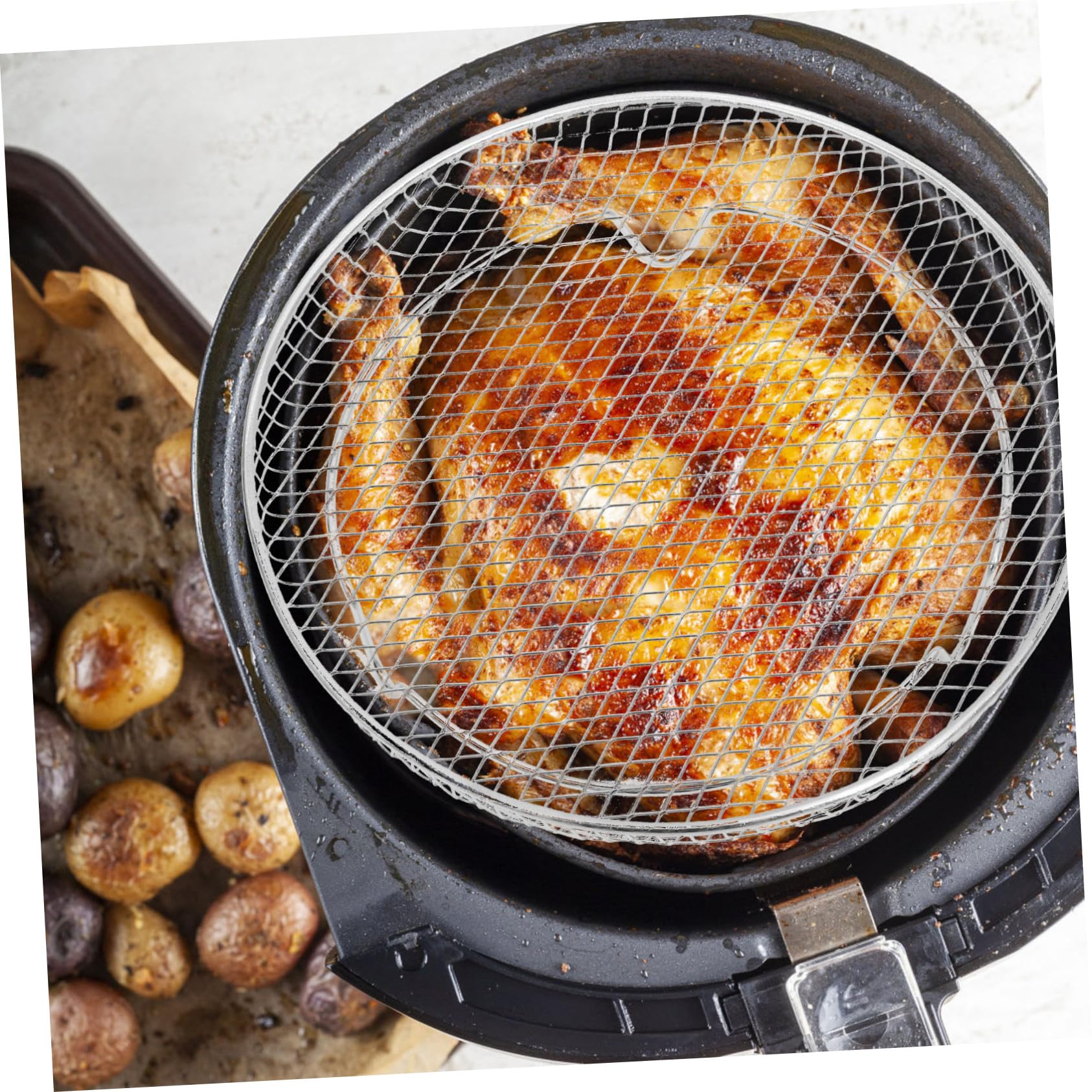Kisangel 13 Piezas Accesorios para Freidoras de Aire Bandeja Deshidratadora de Alimentos de Apilador para Freidoras de Aire Soporte de Acero Inoxidable de Rejillas para Hornear Uso Cocina