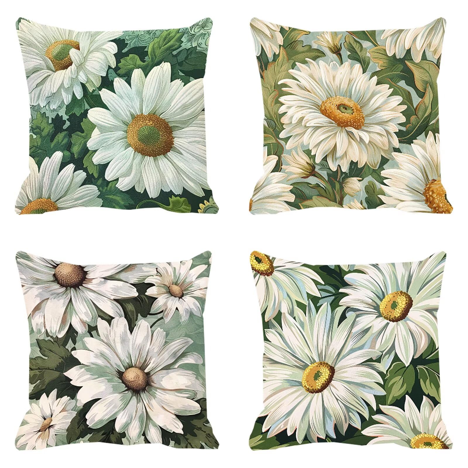 Taie d'oreiller velours vert 60x60 motif fleur étanche à fermeture invisible