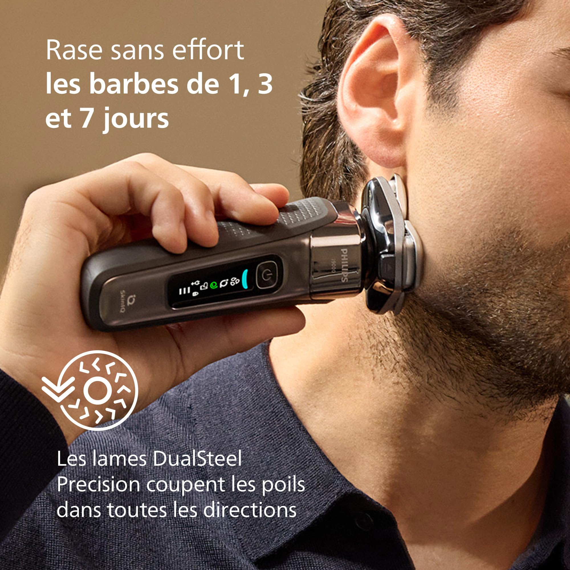 Philips Rasoir i9000, rasoir électrique sec et humide, avec technologie Skin IQ, système Triple Lift & Cut, lames rotatives 360 Dual SteelPrecision Blades, modèle X9002/30