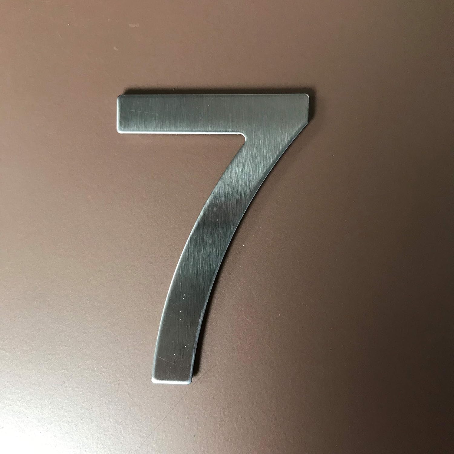 House Number - Heigth 3 Inch - Brushed Stainless Steel - Quality Stainless Steel 304 - Easy to Install with 3M - Sticker - Number 7 - Seven