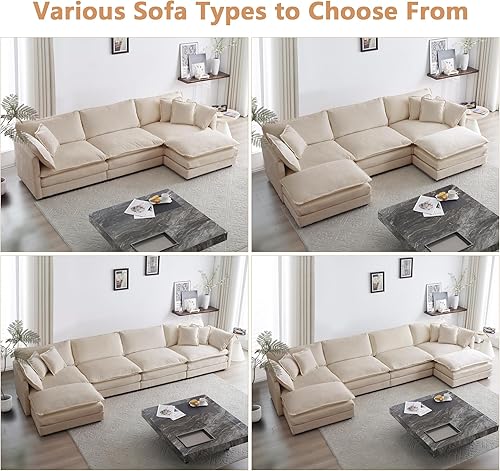Miniatura 6 de mikibama - Sofá seccional modular, juego de sofá en forma de L de 111.5 pulgadas para sala de estar, sofás de 3 plazas cómodos tipo nube con otomana