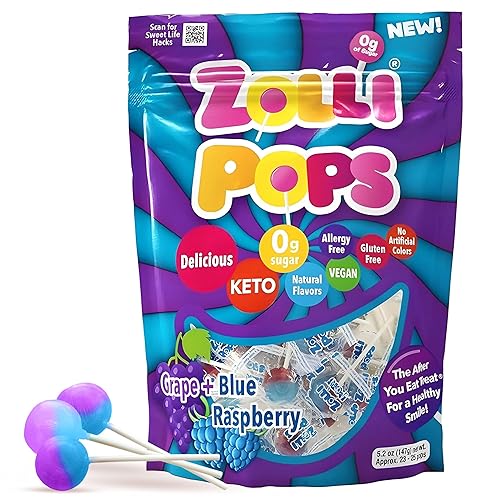 Vista 20 de Zollipops Clean Teeth Pops - Caramelos sin azúcar con xilitol, paletas sin colorantes, aptos para dieta cetogénica y diabética, golosinas aprobadas