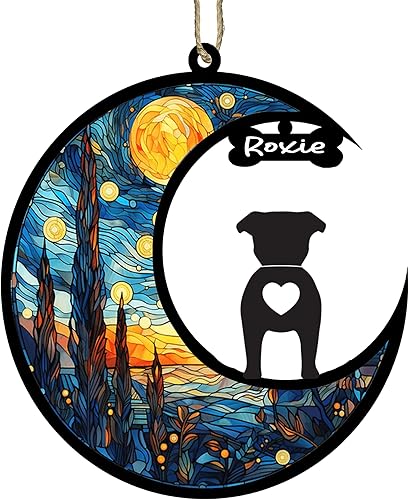 Staffordshire Bull Terrier - Adorno de Navidad para perro, Staffordshire Bull Terrier Dog Suncatcher Ornamento para perros, razas de perros con