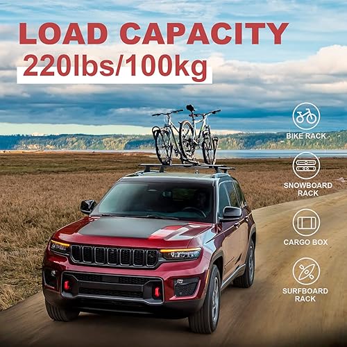 Miniatura 4 de Barras transversales de techo resistentes de 220 libras para Jeep Grand Cherokee L 2021 2022 de 3 filas y Grand Cherokee 2022 de 2 filas, barras