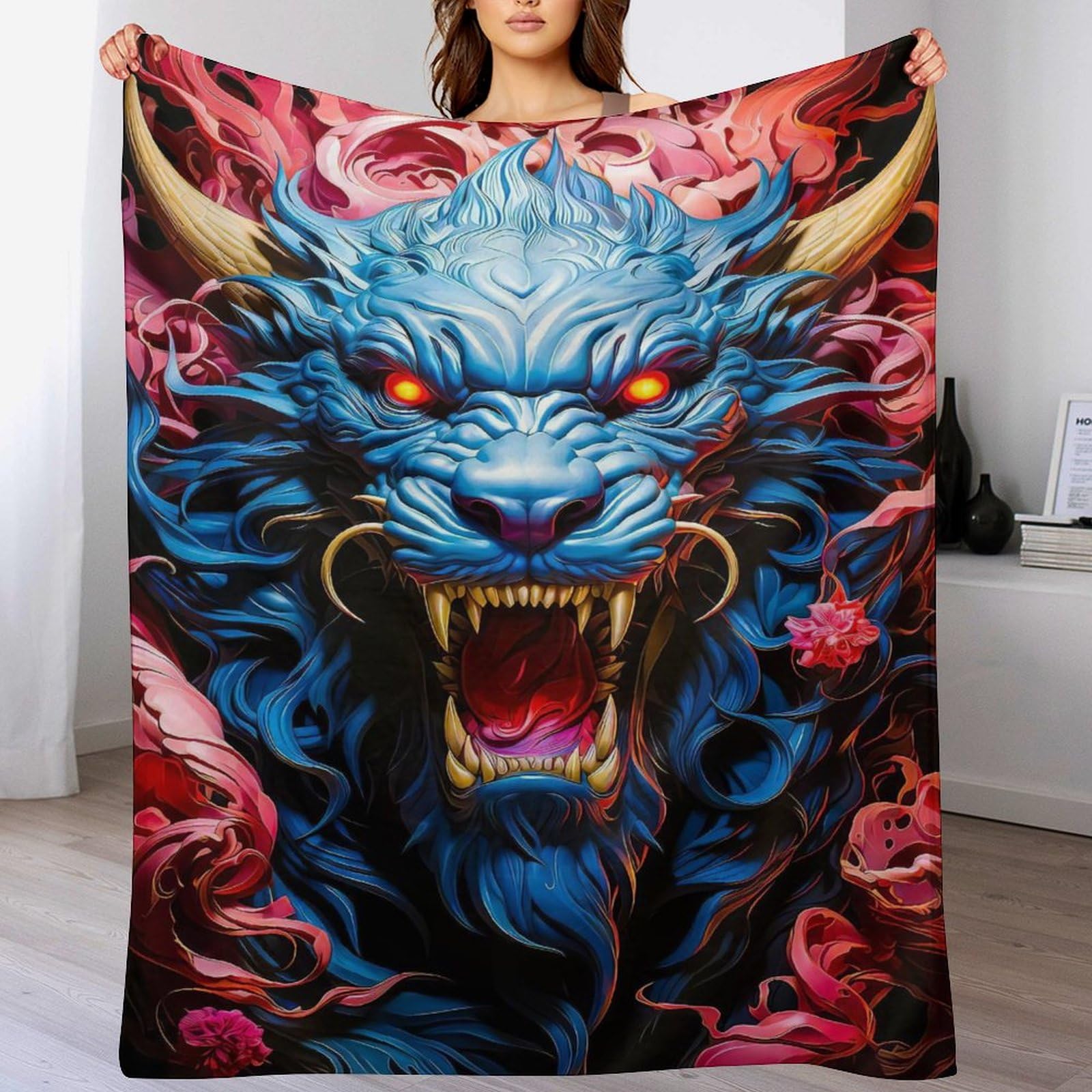 Couverture dragon en flannel pour lit et canapé, plaid doux 140x180cm