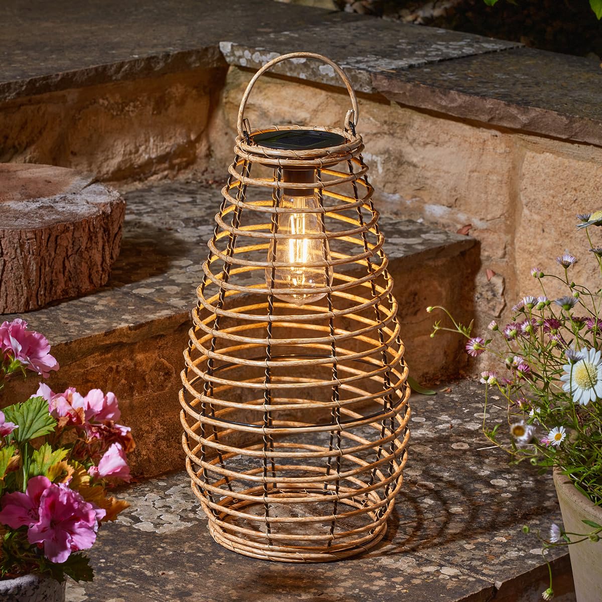 Smart Solar Natural Venus Rattan Solar Powered Led Lantern