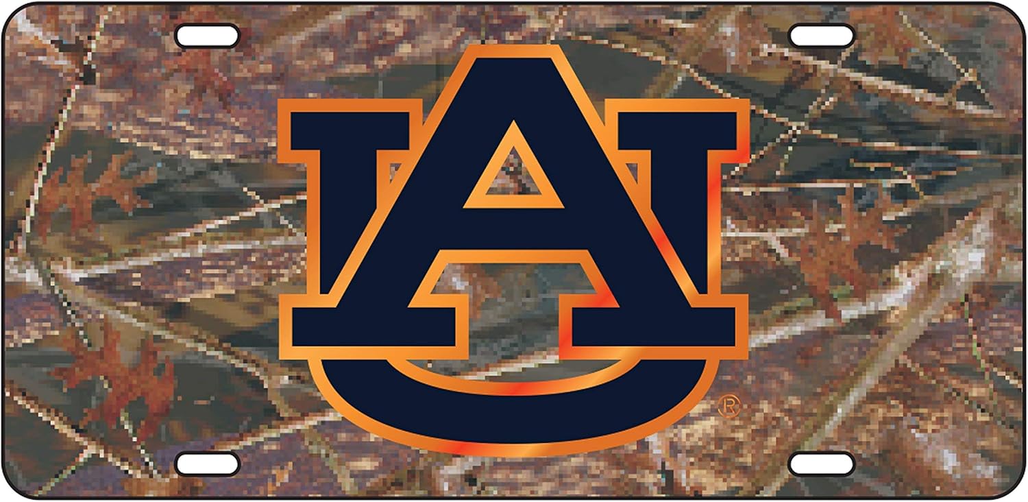 Auburn Tigers Laser Cut Inlaid Mirrored CAMO w/Blue AU Plate