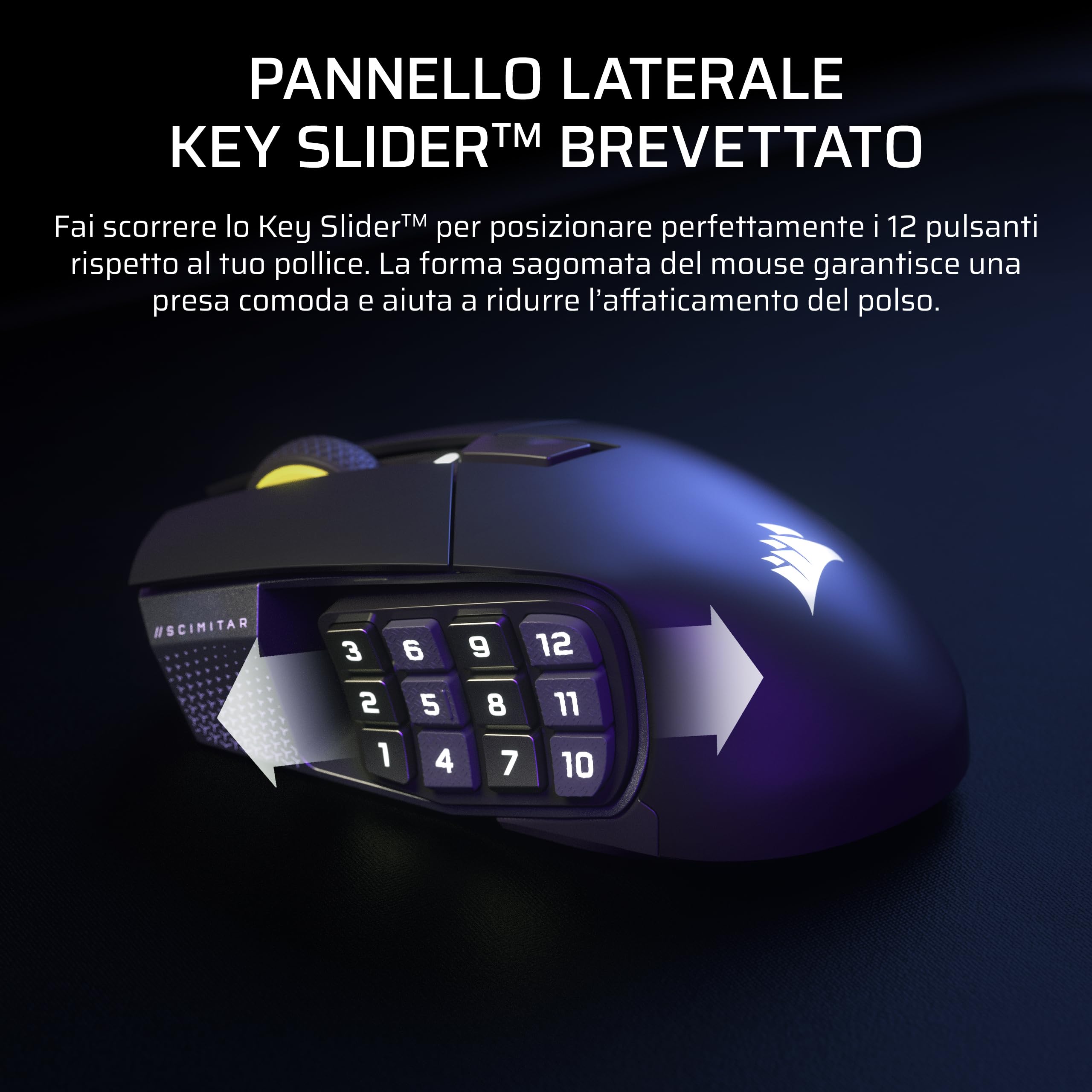 Corsair Mouse da gioco per PC MMO SCIMITAR ELITE WIRELESS SE – Gunmetal | 33.000 DPI, 16 pulsanti programmabili, cursore tasti, Elgato Virtual Stream Deck, polling a 1.000 Hz