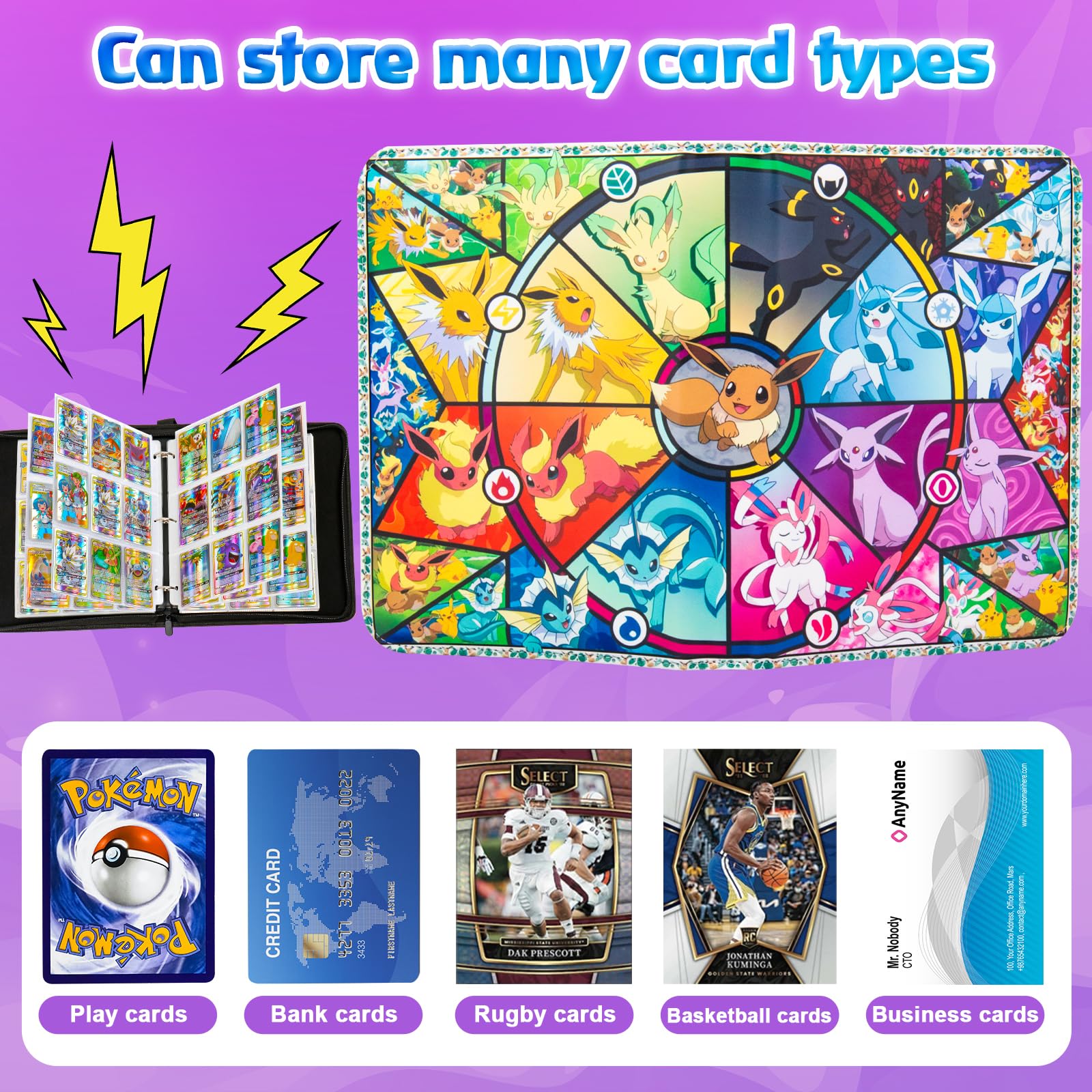 Card Binder for Kids,Trading Card Binder 9 Pocket 50 Pages 900 Cards  Capacity,Portable Waterproof PU Card Binder Folder,Collectible Card Album  This is the perfect for boys and girls (YB900) - BigaMart