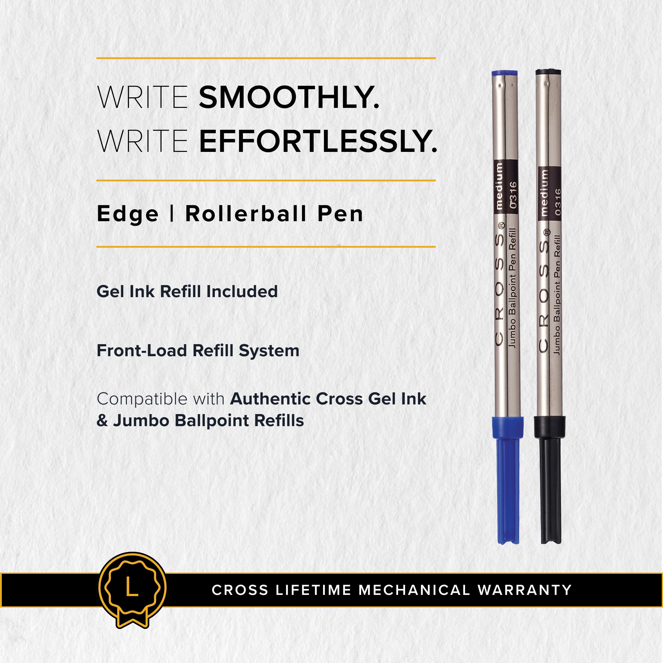 Cross Edge Sonic - Bolígrafo de titanio lacado con PVD Appointments Selectip, tinta negra, accesorio elegante para una escritura suave, diseño deslizante sin tapa y cierre a presión, agarre cómodo