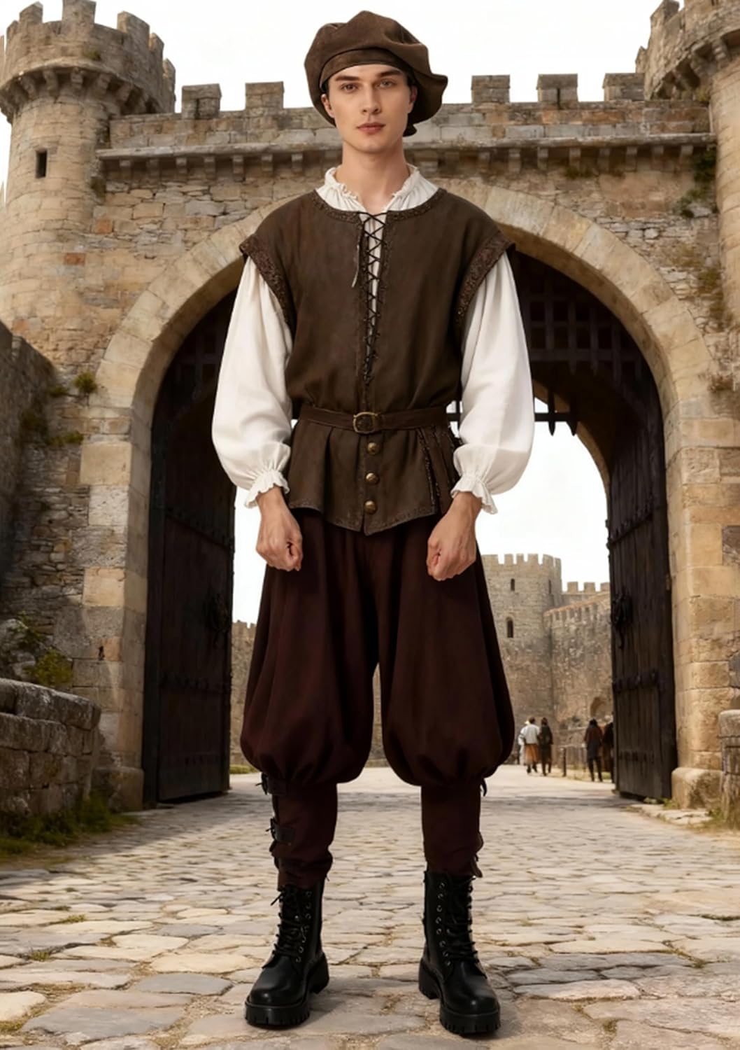 Medieval Tudor Suede Hat Muffin Renaissance Elizabethan Cap Headwear - Image 5