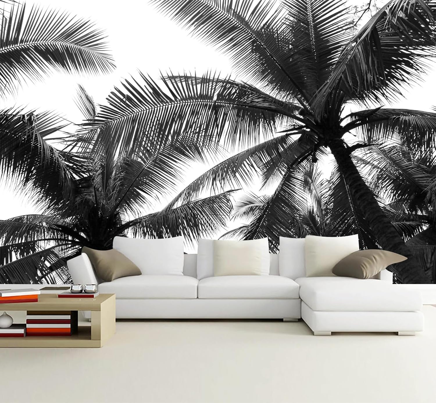 WFBHUA-Black Palm Tree Wallpaper Peel and Stick Tropical Self Adhesive Wall Mural for Living Room Bedroom 137"x100"