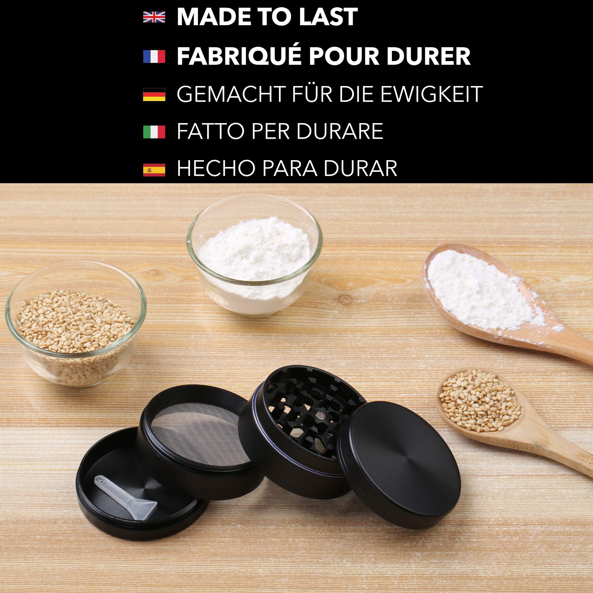Bloomint 55mm Roestvrij Staal Grinder, 4-delig, Kruiden, Specerijen & Herb