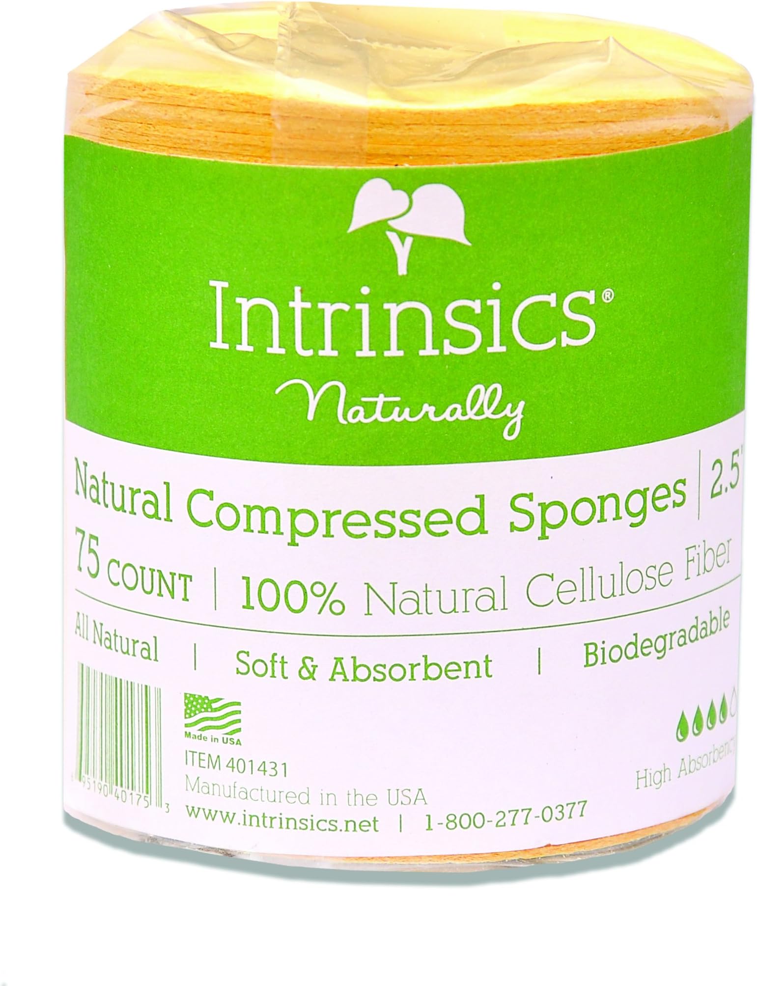 IntrinsicsNatural Compressed Cellulose Sponges for Face 2.5" - 75 Count