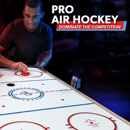 Miniatura 2 de GoSports 54 Inch Air Hockey Arcade Table for Kids & Adults - Oak or Black - Includes 2 Pushers, 3 Pucks, AC Motor, and LED Scoreboard Roble