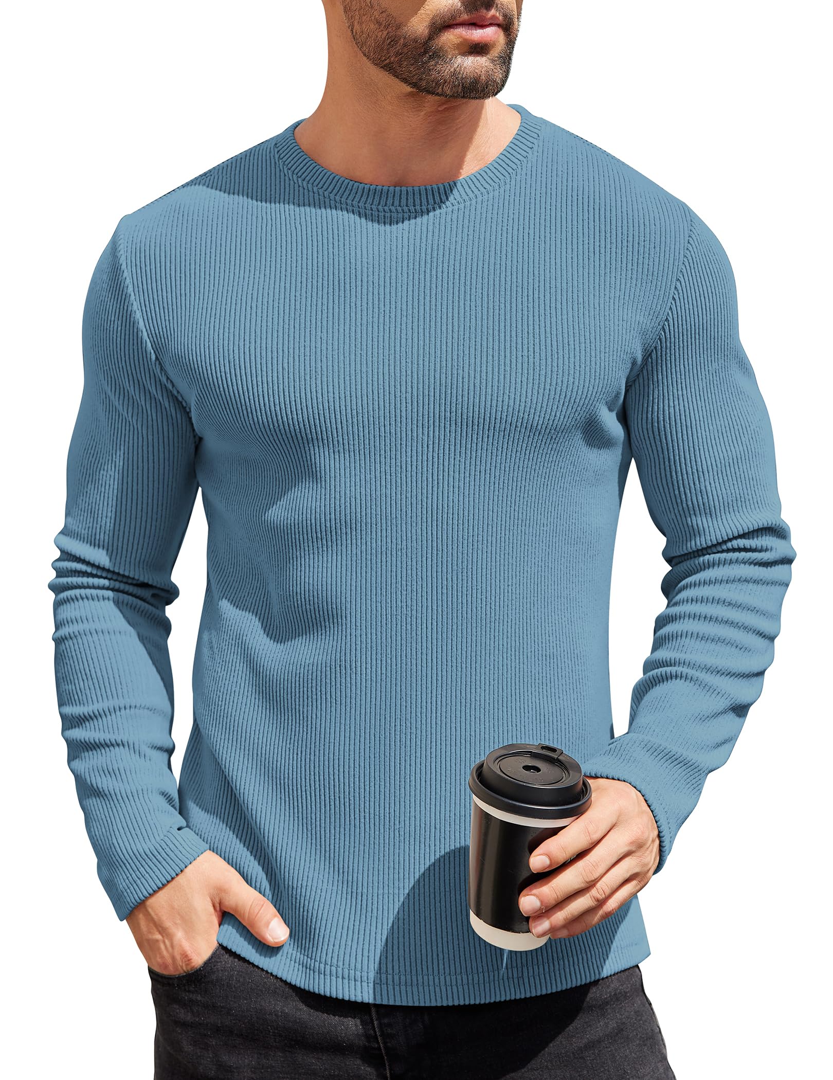 COOFANDY Herren Strickpullover mit Rundhals Slim Fit Casual Leicht Winterpullover Basic Männer Pullover