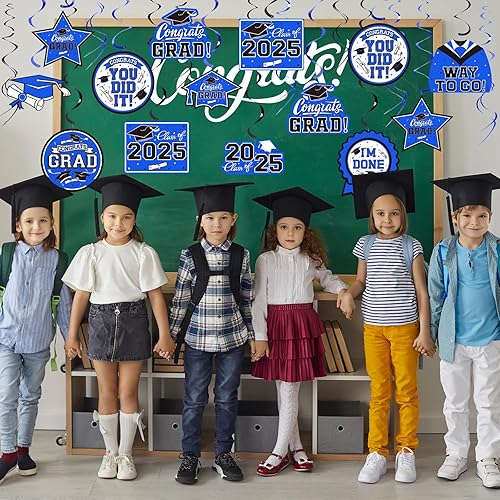 Miniatura 4 de 31 piezas de suministros para fiesta de graduación 2023 remolinos colgantes de graduación felicitaciones al graduación y decoraciones de fiesta de