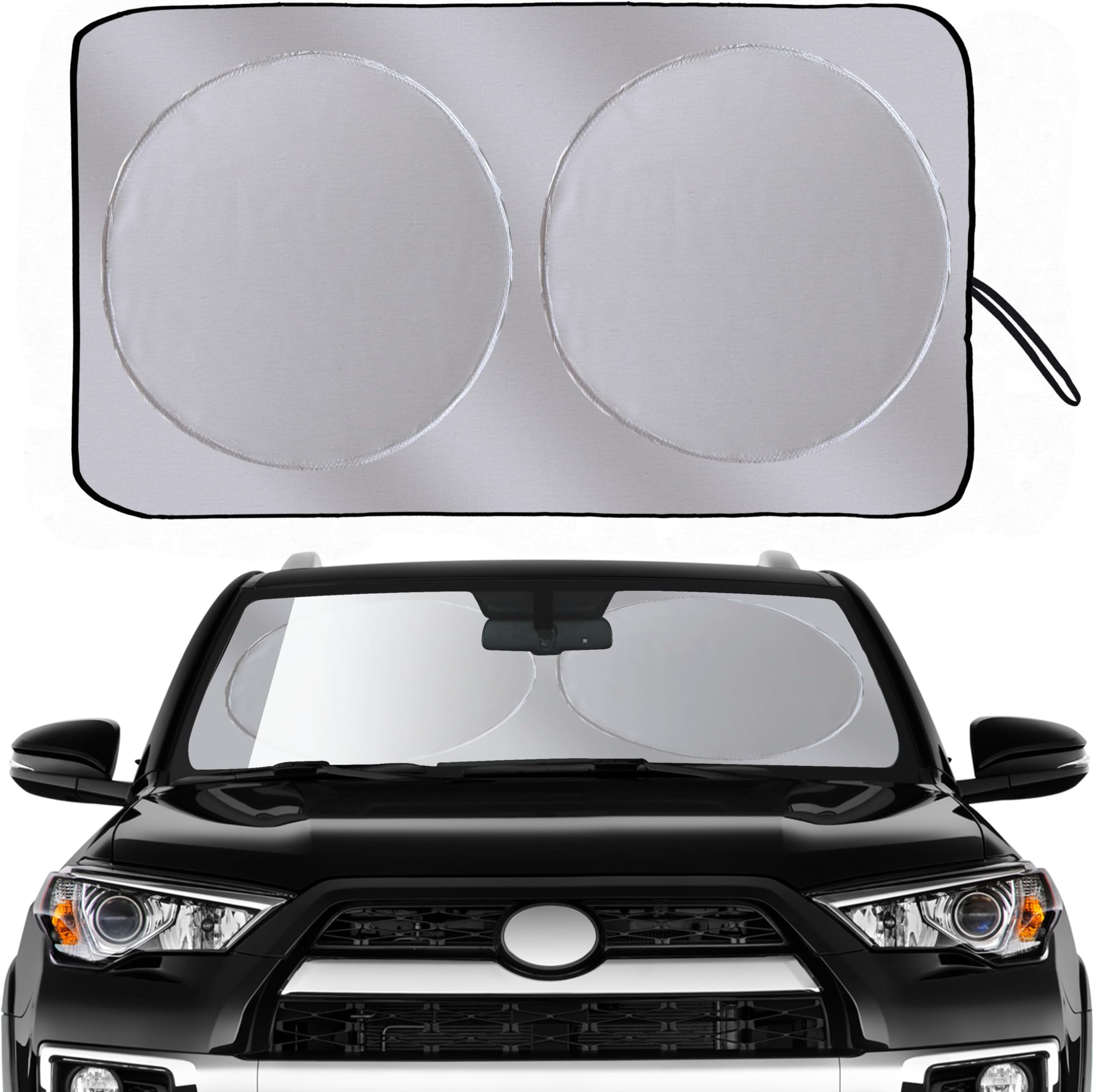 Deutusacc Sun Shade for Car Windshield Foldable Front Window Sun Visor 240T Reflective Fabric Blocks UV Rays and Sun, Automotive Interior Protection for Cars,Trucks, SUVs|M (61”x31.5”)