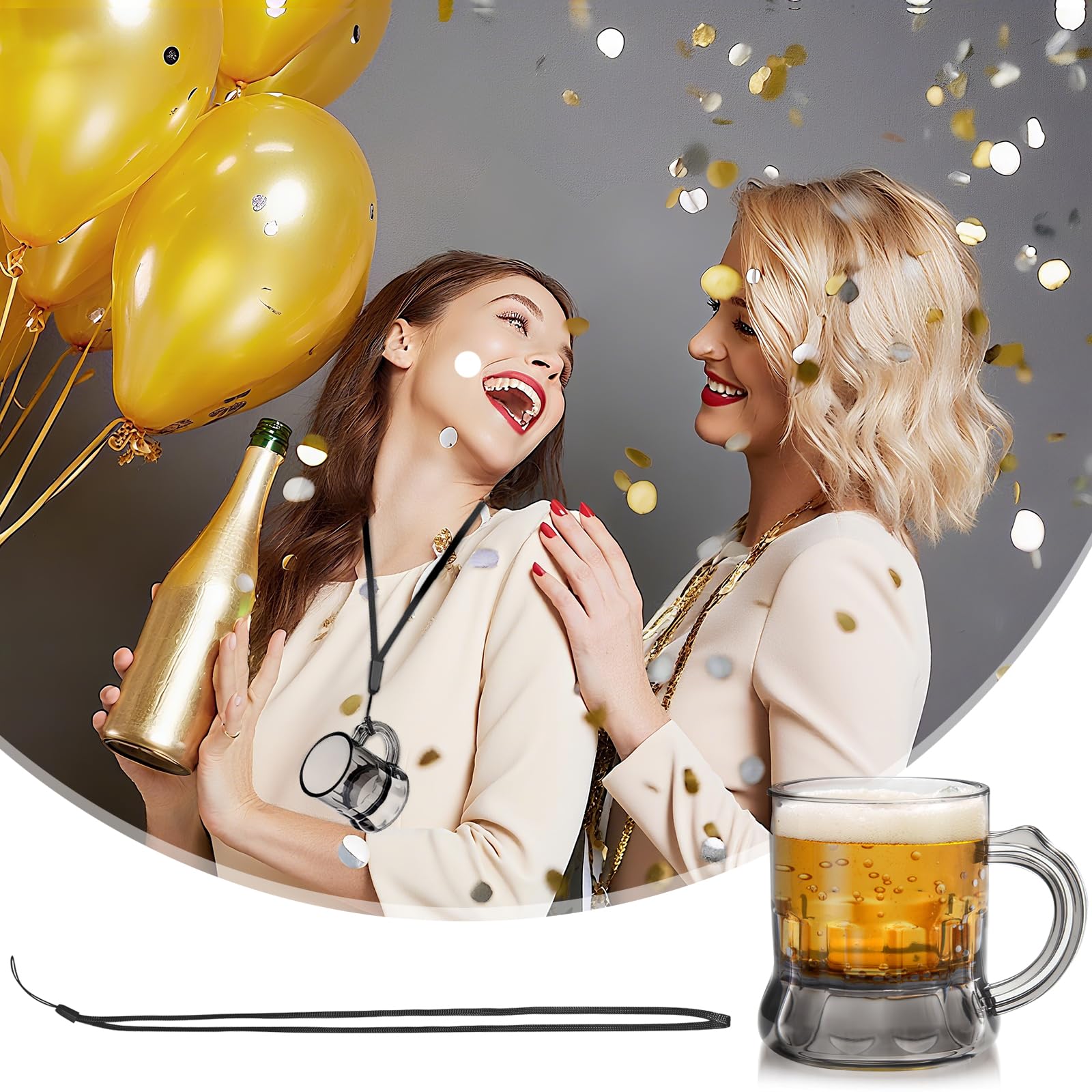 Mssushi 25 Pezzi Bicchieri da Shot con Manico,30ml Riutilizzabili Bicchieri da Liquore con Catena da Appendere,Collana da Sposa per addio al celibato,carnevale,accessori,carnevale, feste